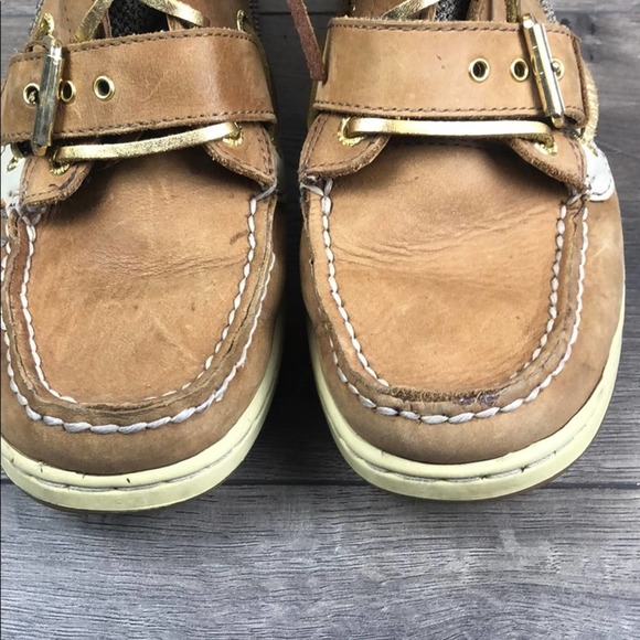 Sperry Top Sider Tan and Gold High Tops (6) - Picture 3 of 7